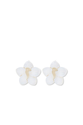 Oula Letter M Earrings, 18k Yellow Gold & Mother Of Pearl
